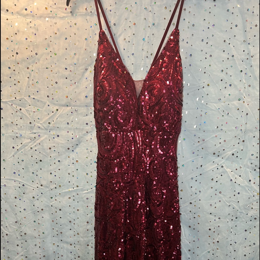 gorgeous garnet red sequin gown